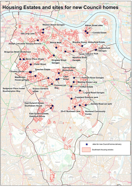 Southwark Council Area Map Inside Housing - News - Council Releases Map Of 1,500 Planned Homes