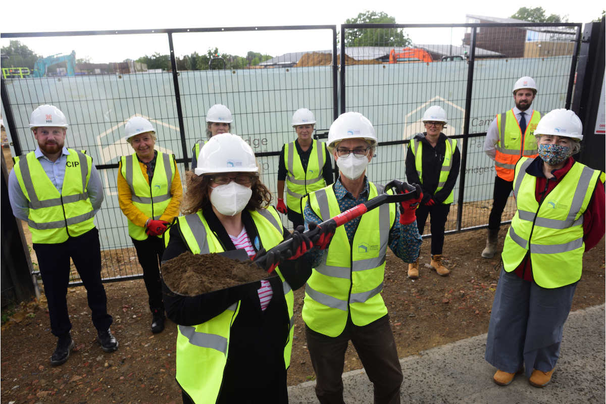 The ground-breaking ceremony at Cambridge's Meadow and Buchan Street developments