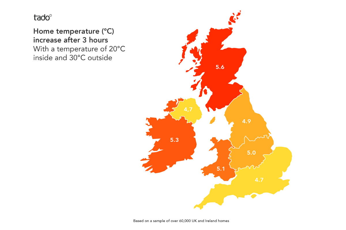 tado's heat map of the UK