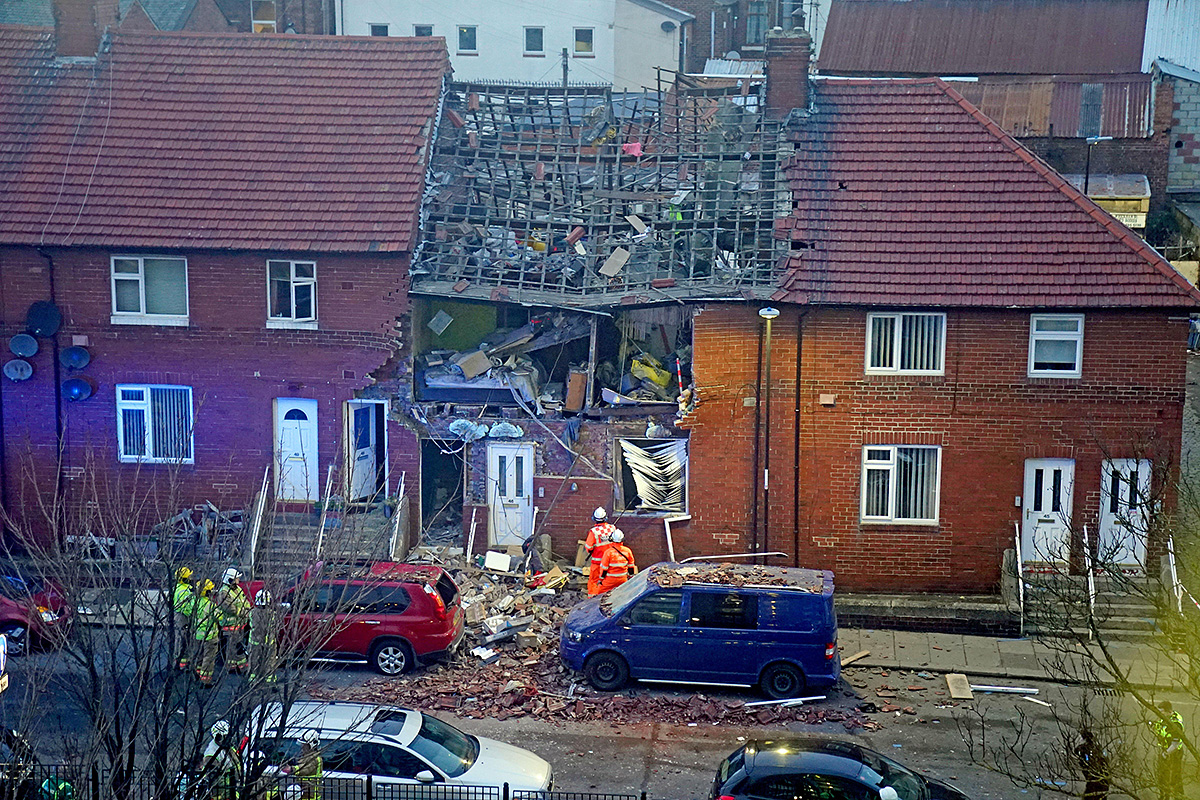 Two injured after suspected gas explosion at housing association property in Sunderland