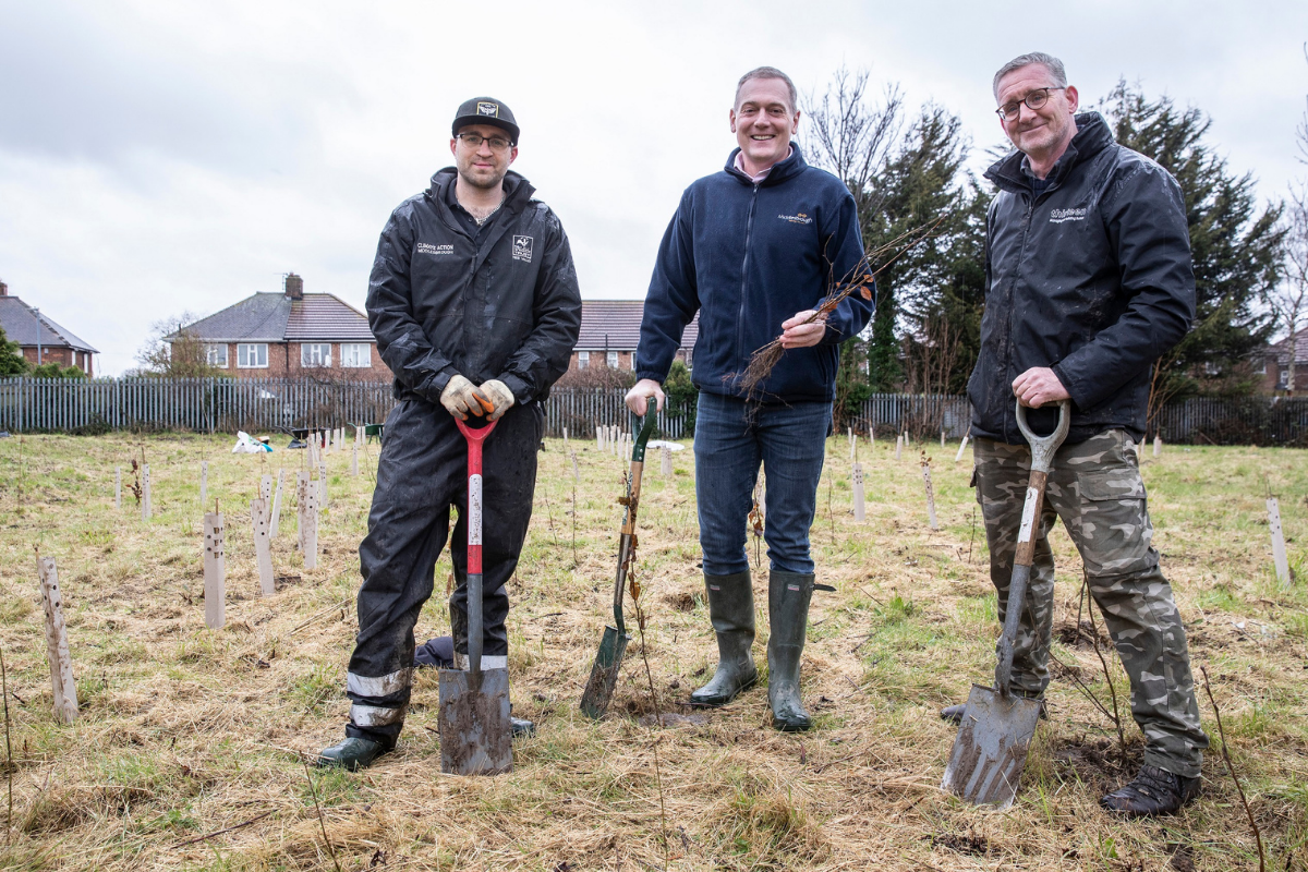 Ian Wilson - Wilder Middlesbrough Officer, Middlesbrough Mayor Andy Preston and Thirteen’s environmental specialist John Woods