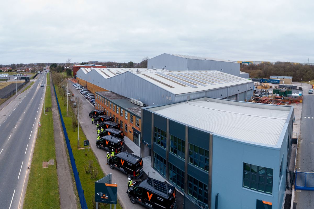 Vital’s electric vans arriving at HQ in Blackburn and building solar panels