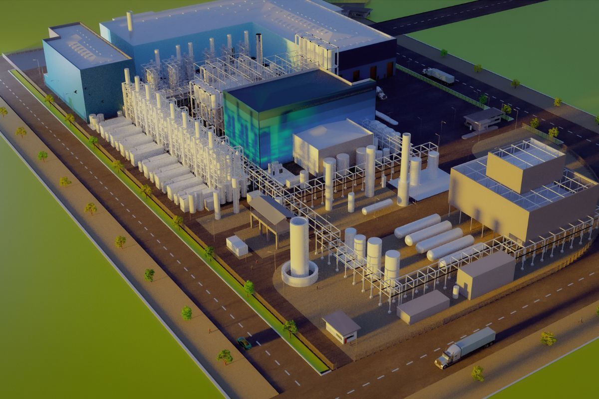 Artists impression of the proposed plant at Teesworks