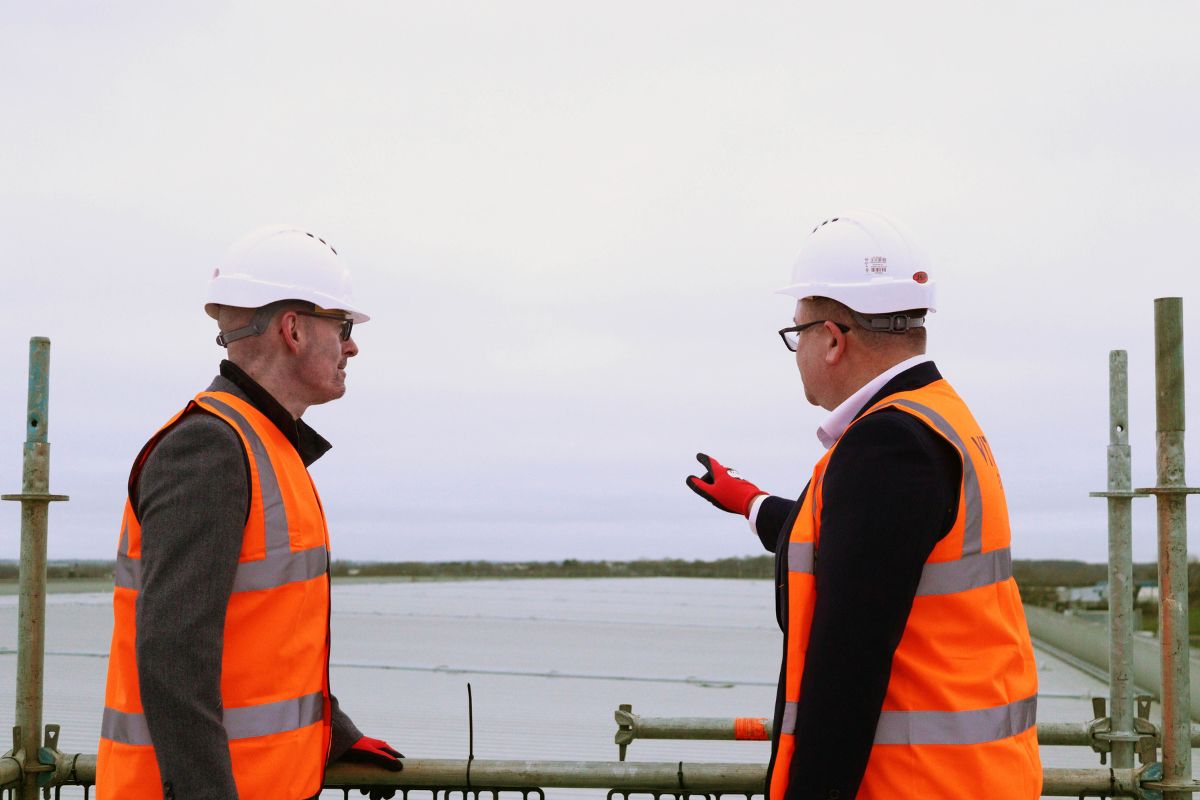 Construction work underway on roof top solar farm at the UK Battery Industralisation Centre