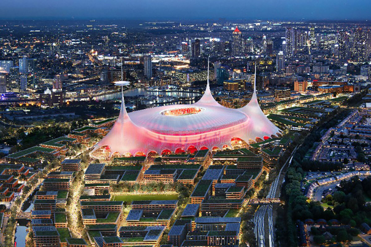 An artist’s impression of the new Manchester United stadium An artist’s impression of the new Manchester United stadium