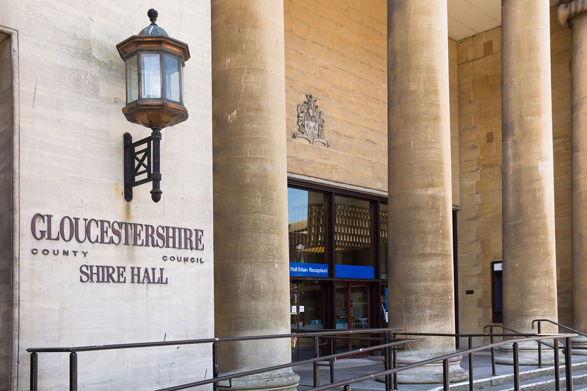 Entrance to Gloucestershire County Council shire hall Entrance to Gloucestershire County Council shire hall