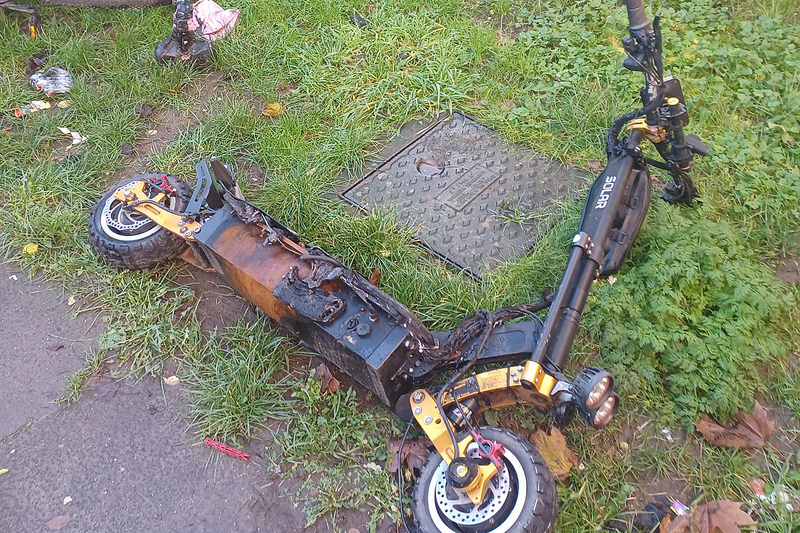 Scooter after battery fire Scooter after battery fire