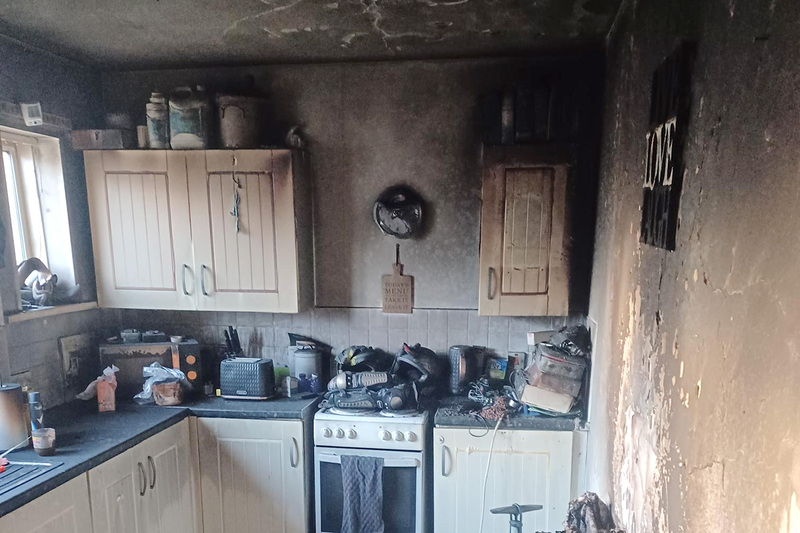 The kitchen after an e-bike fire at a Gentoo property The kitchen after an e-bike fire at a Gentoo property