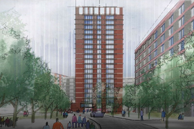 Sketch of tower block of flats Sketch of tower block of flats