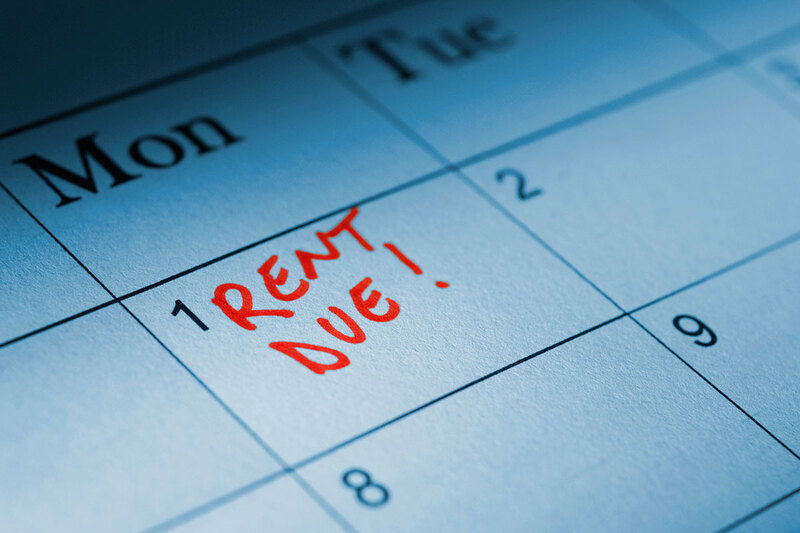 Calendar showing ‘rent due’