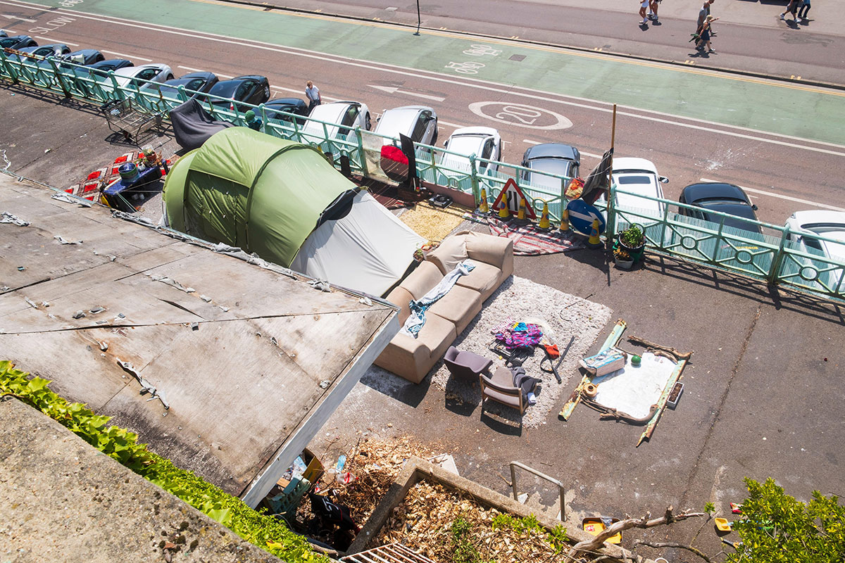 Homeless encampment in Brighton Homeless encampment in Brighton