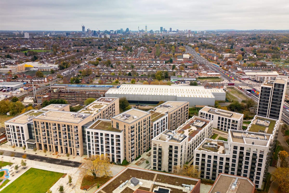 Aerial view of Perry Barr Village in Birmingham Aerial view of Perry Barr Village in Birmingham