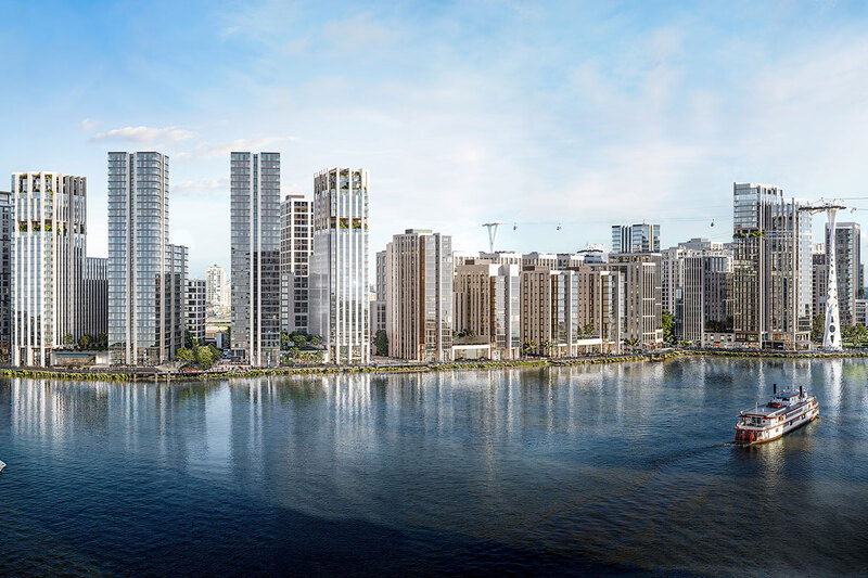 Several high rises on the bank of the River Thames Several high rises on the bank of the River Thames