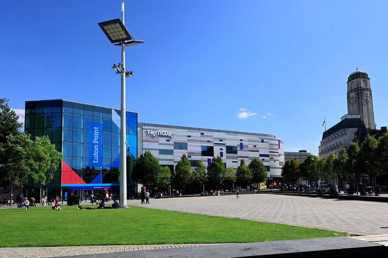 A central square in Luton with a TK Maxx A central square in Luton with a TK Maxx