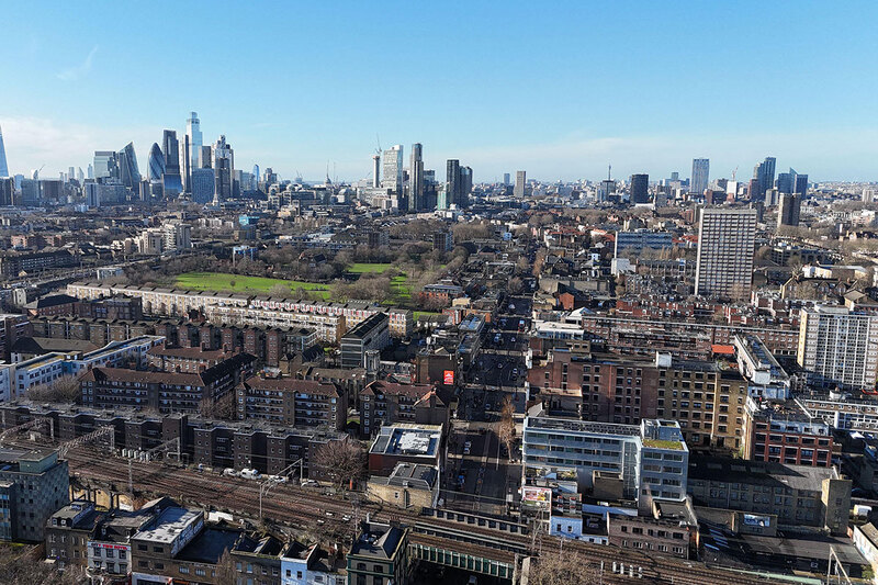 London skyline viewed from Bethnal Green
