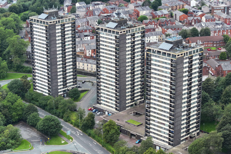 Three identical high-rise blocks