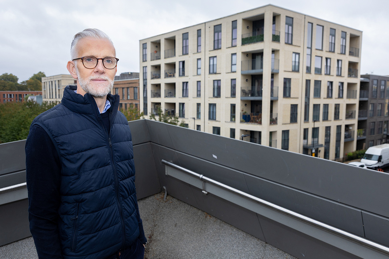 Andy Hulme photographed on a housing estate Andy Hulme photographed on a housing estate