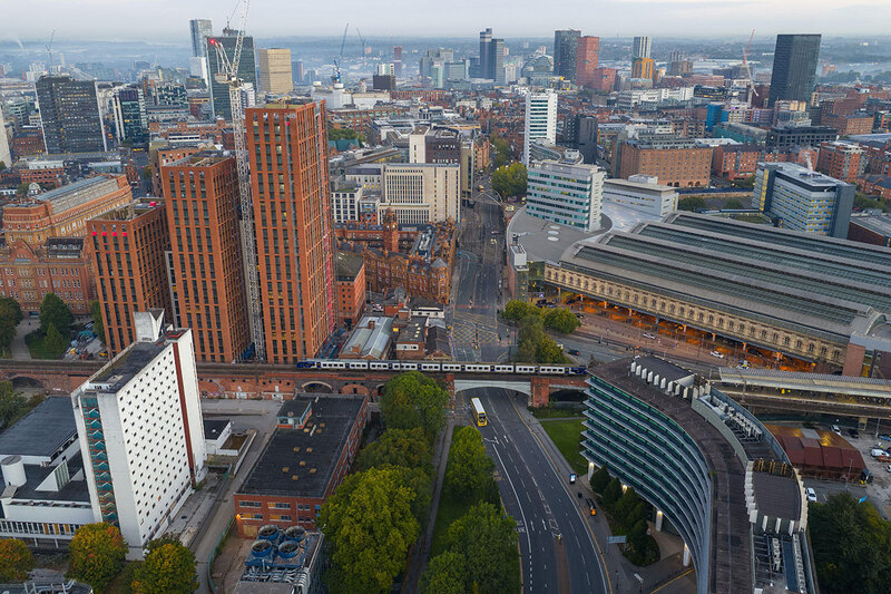 Aerial view of Manchester city centre Aerial view of Manchester city centre