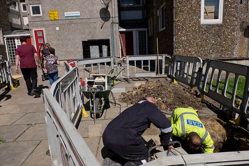 Gas safety works taking place on the Ledbury Estate in 2017 Gas safety works taking place on the Ledbury Estate in 2017