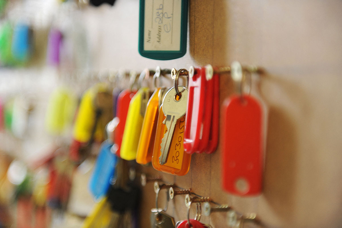 Keys hanging on a keyboard