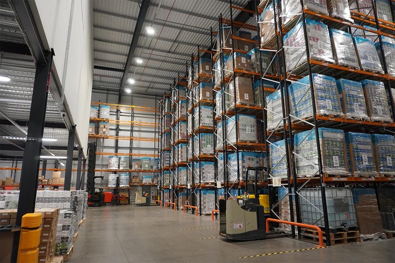 The interior of a warehouse