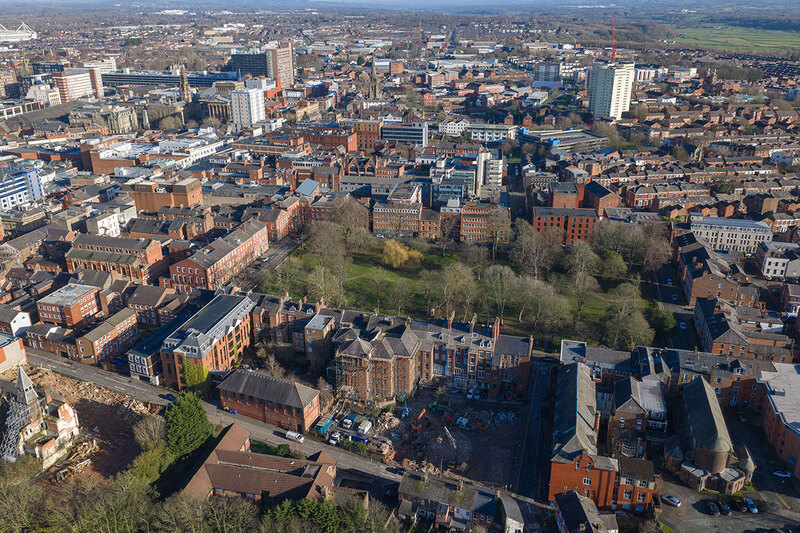 Aerial view of Preston city centre