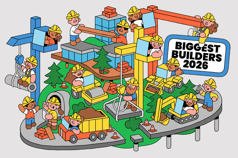 Illustration of characters doing construction