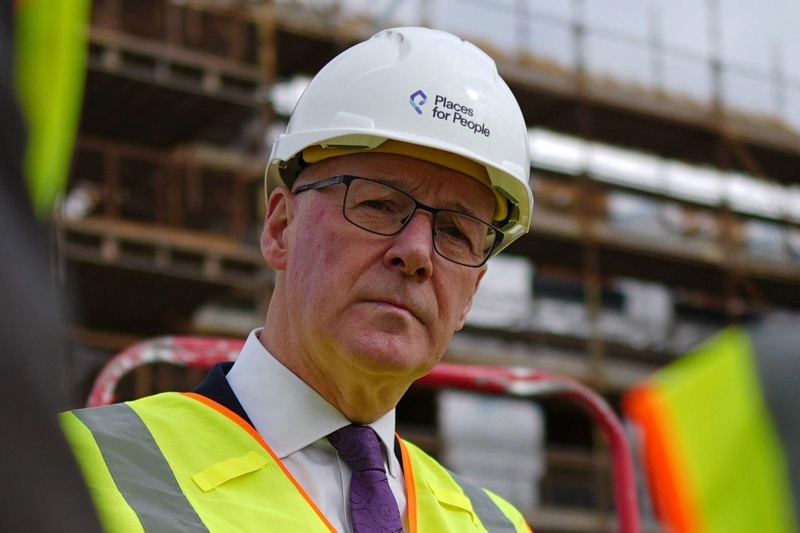 John Swinney in a hard hat and hi-vis vest John Swinney in a hard hat and hi-vis vest